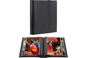 AEVDOR Small Photo Album 4x6 Photos Black Inner Page with Strong Elastic band, Each Small Album Holds 64 Photos, 4x6 Mini Book Photo Pictures Album Birthday Christmas Photo Albums Wedding Anniversary (Black)
