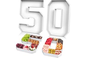 CARDOBIR Paper Mache Numbers - 2 Pcs Fillable, 12'' Number Trays for Food, Cupcake, Chocolate Candy, Charcuterie, Birthday, Anniversary Party Decoration