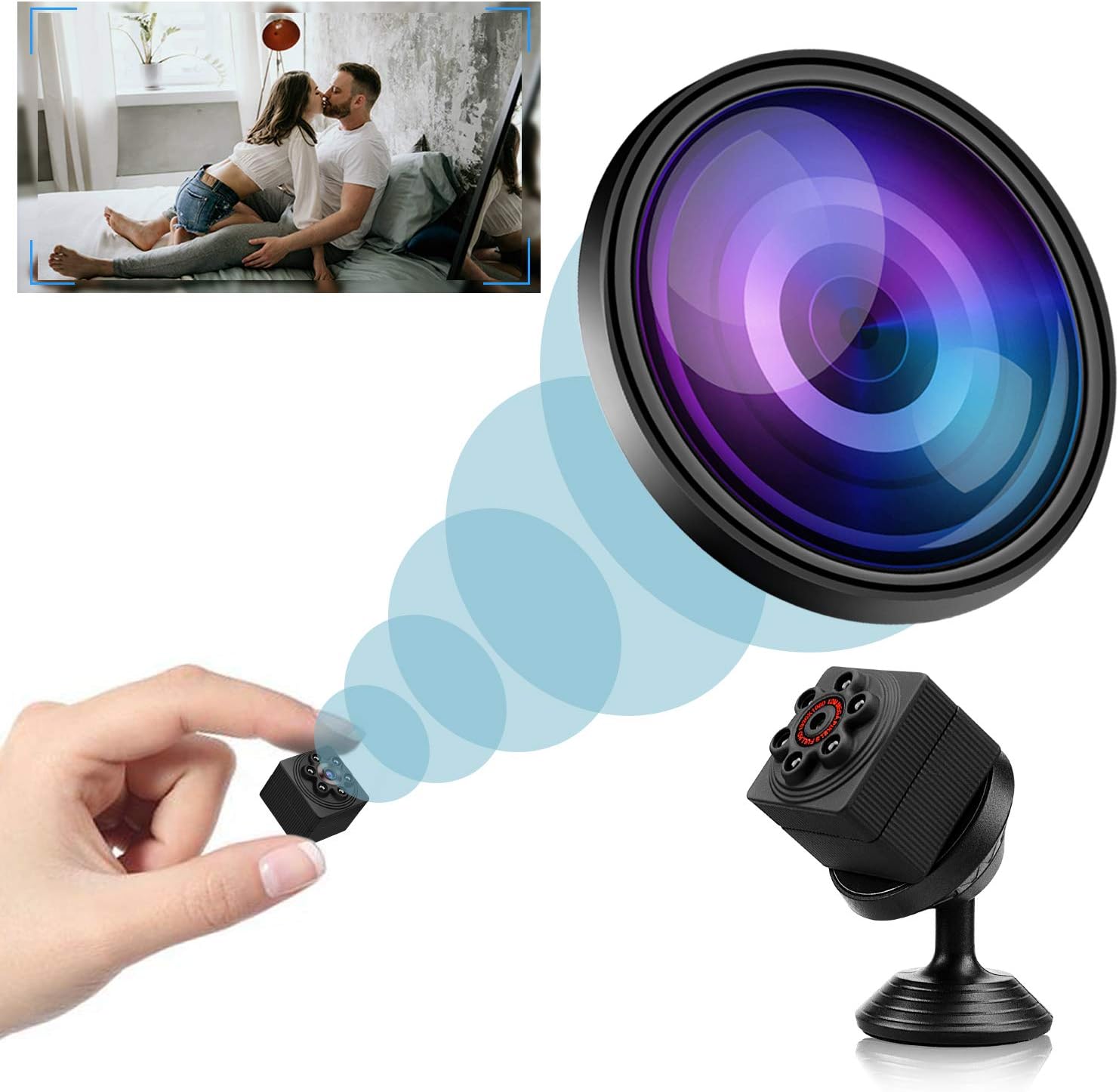 Mini Spy Camera Wireless Hidden, 2020 Full HD 1080P Portable Small Nanny Cameras Covert Cop Cam, Micro USB Security Surveillance Camera with Night Vision and Motion Detection for Home, Office and Car