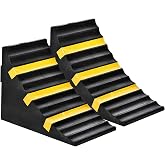 RELIANCER 2 Pack Wheel Chocks Heavy Duty Extra Large Industrial Rubber Wheel Chock Blocks w/Handle Reflective Strips for Trav