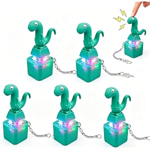 5 Pack Lizard Button Clicker Fidget Toy with Sound, Light, and Keychain