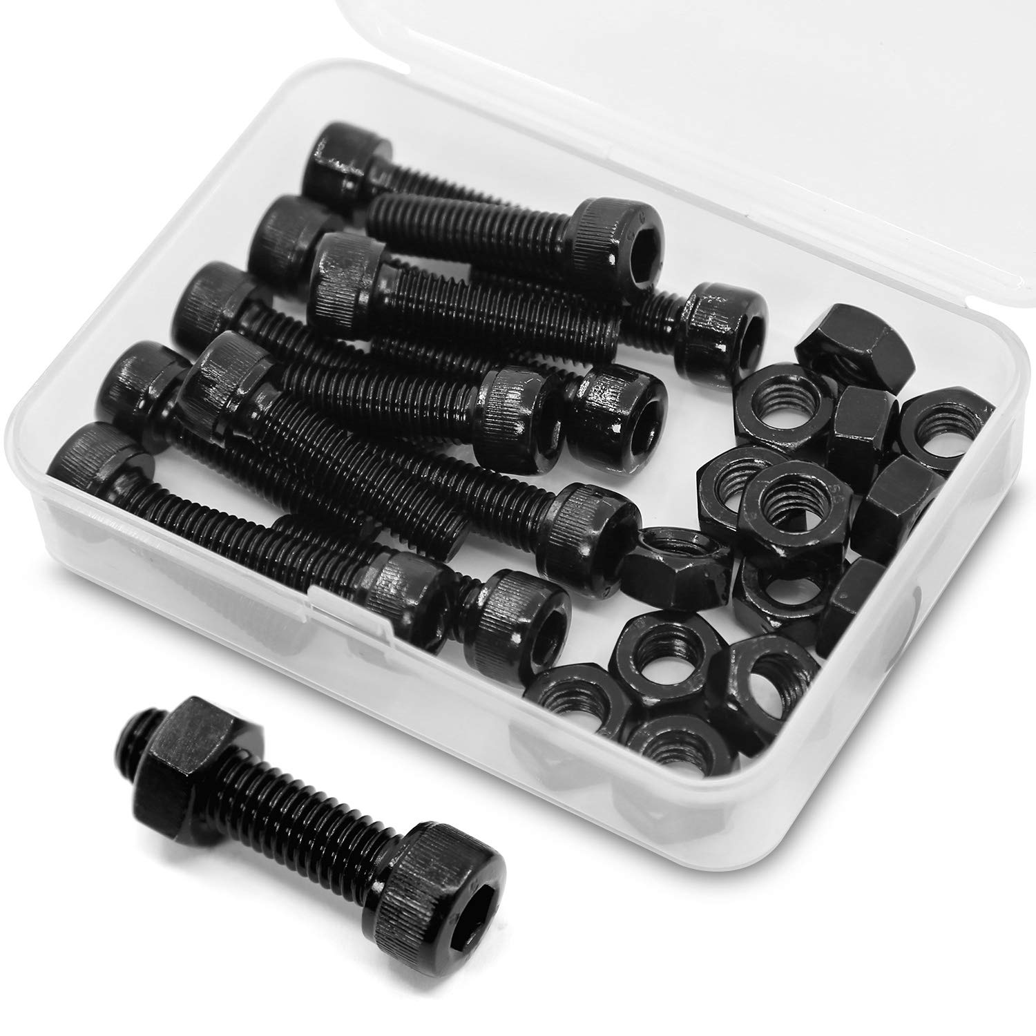 M8 x 30mm 15PCS Socket Head Cap Screws Bolts and Nuts Set 12.9 Grade Alloy Steel Allen Socket Drive