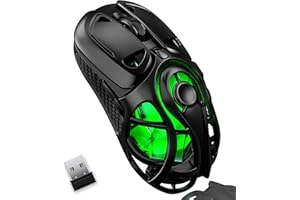 Wireless Gaming Mouse, Tri-Mode 2.4G/USB-C/Bluetooth 5.3 RGB Wireless Mouse, 10000 DPI, 60Hrs Battery, Ultra-Light Ergonomic 