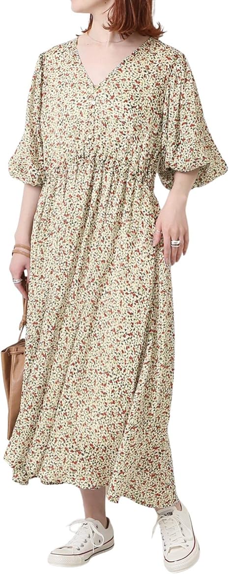 Amazon Co Jp スピック アンド スパン チェリーツリーエンパイアワンピ フリー ホワイトベース 服 ファッション小物