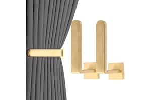 Groleca 2 Pack Metal Curtain Holdbacks Modern Curtain Tiebacks U Shaped Curtain Hooks for Wall Curtain Pull Backs Curtain Holders Curtain Tie Backs for Curtains (2, Gold)