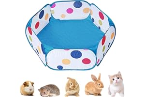 DONBAO Portable Small Animals Playpen, Foldable Pet Playpen Pop Open Outdoor Pet Exercise Fence with Metal Wire for Rabbits, Hamster, Guinea Pig, Chinchillas and Hedgehogs (Blue)