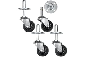 Reliable Hardware Company RH-9006-SET-A Plug Caster Set, Black & Silver 2 inches