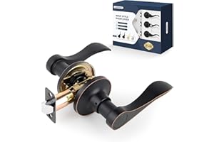 LOQRON Wave Style Door Lever Passage Door Handle, Keyless Interior Lever Reversible for Left/Right Handed for Hallway and Closet with Oil Rubbed Bronze Finish, 1 Pack