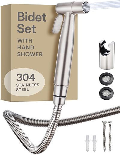 Praknu Handheld Bidet Douche Spray Stainless Steel with 120cm Hose & Holder