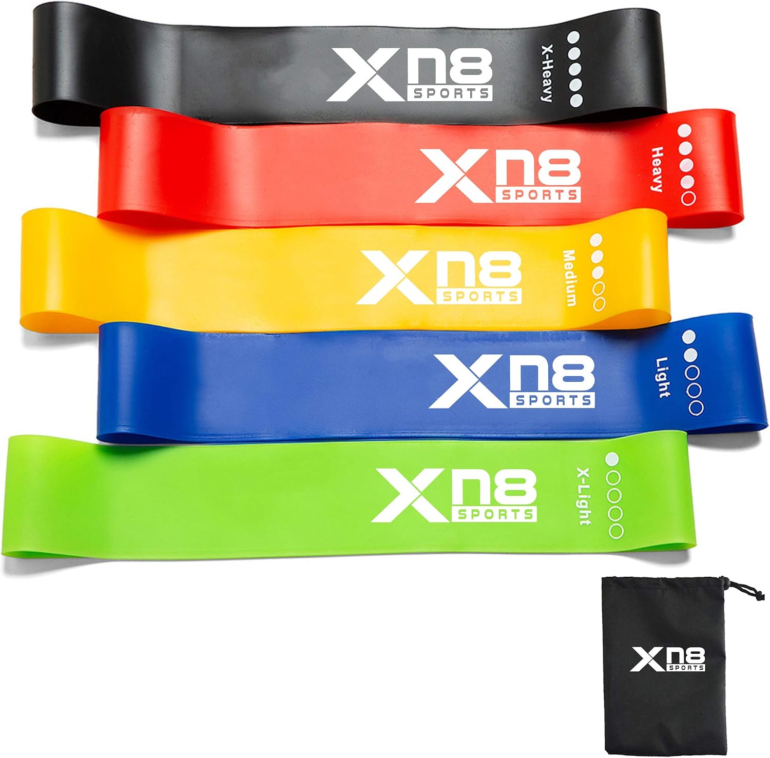 XN8 Sports Resistance Bands Set of 5, Fitness Bands for Shaping Legs & Glutes Exercise Loop Band for Gym Yoga, Home Exercise