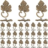 SOFPLATE 1 Box 30 Sets Leaf Toggle Clasp Metal Toggle Clasps Antique Bronze Tibetan Style OT Toggle Alloy T-bar Closure Clasps Findings for Jewelry Making Clasps Supplies DIY Crafts Necklace Bracelet