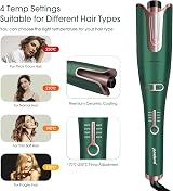 janelove Automatic Hair Curler Curling Wand 170-230°C Ceramic Barrel Green Gold view 3