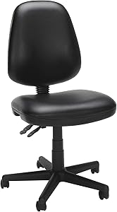 OFM Core Collection Straton Series Armless Swivel Task Chair, Anti-Microbial/Anti-Bacterial Vinyl, Mid Back, in Black