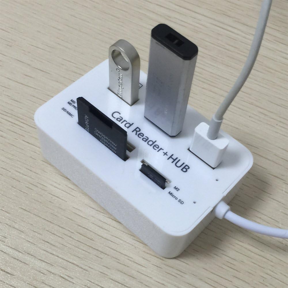 ERCENTURY Card Reader and 3 Ports Usb Hub, High Speed External Memory Card Reader (MS, Micro SD,SD/MMC,M2,TF Card) (USB 2.0) - Image 5