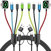Firsting Travel Essentials 4 in 2 Multi Charging Cable for iWatch Charger, USB A/USB C Multiple Charger Cord for iWatch Ultra/SE/11-2, iPhone 17-5, Galaxy S25-21, iPad (2PACK 5FT)