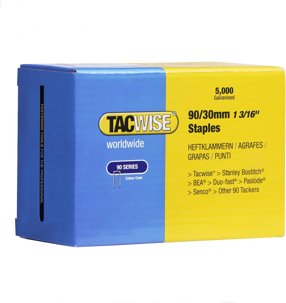 Tacwise 0309 Type 90 30mm galvanised narrow crown staples Pack of 5000