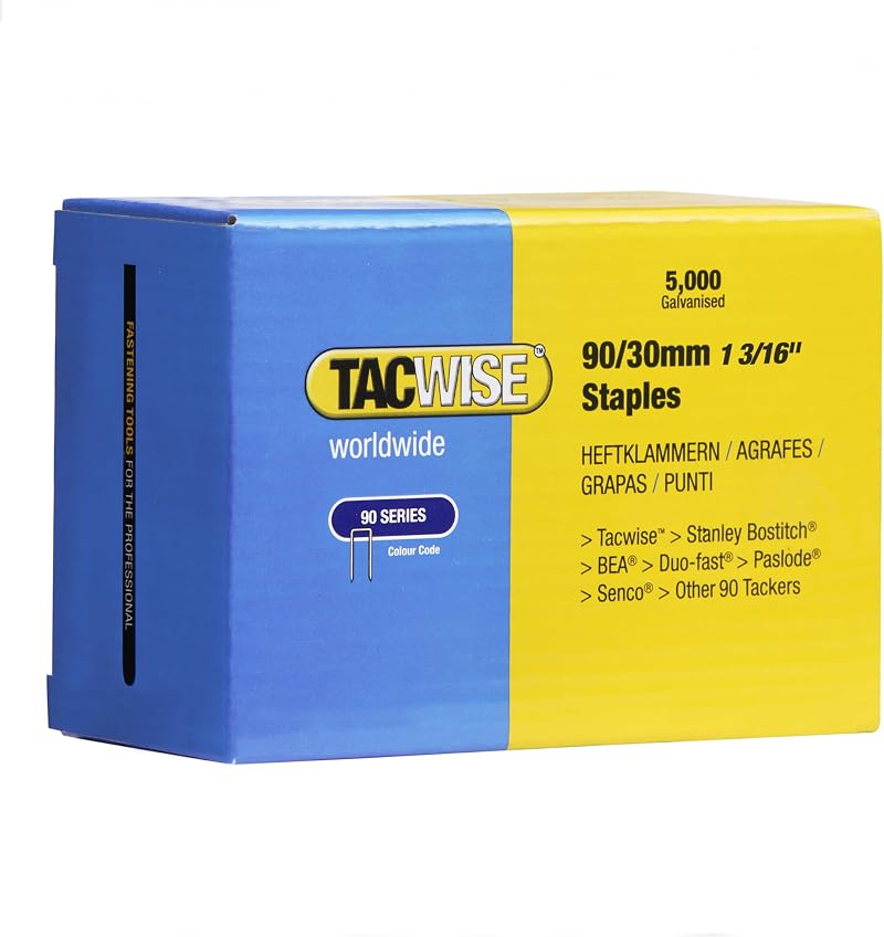 Tacwise 0309 Type 90 30mm galvanised narrow crown staples Pack of 5000