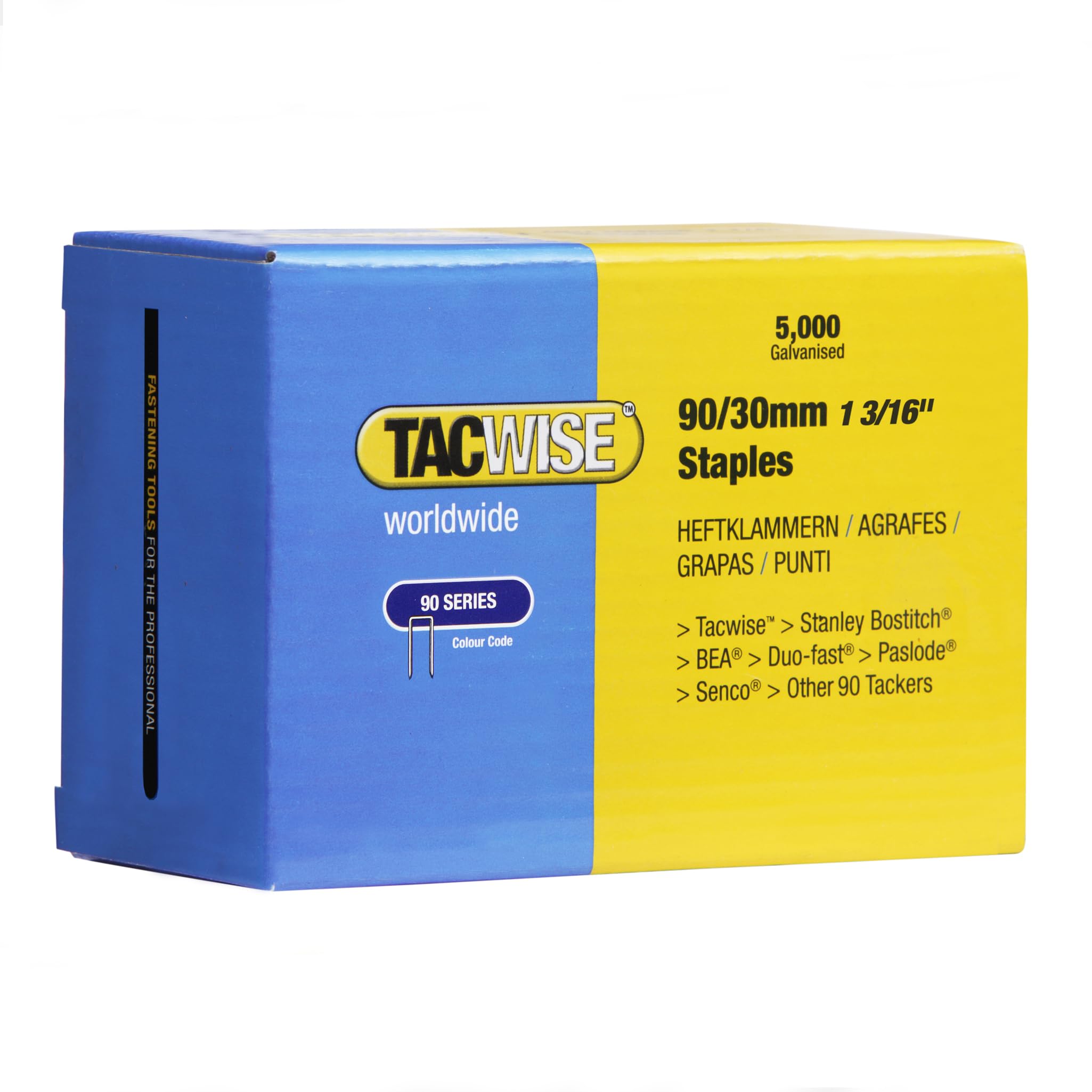Tacwise 0309 Type 90 / 30 mm Galvanised Narrow Crown Staples, Pack of 5000