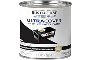 RUST-OLEUM 1974730 Painter's Touch Latex Paint, Half Pint, Semi-Gloss Black