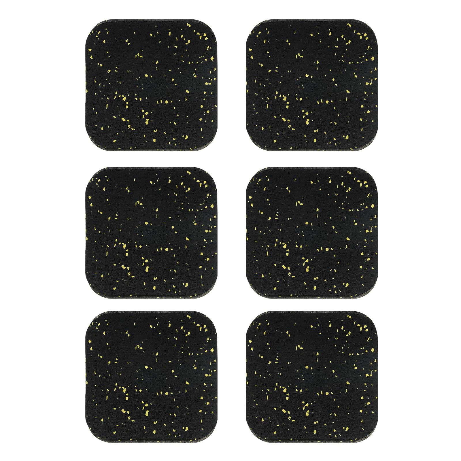 PATIKIL Treadmill Mat, 6 Pcs Exercise Equipment Mat Noise Reduction for Floor Protection, Washing Machine Pads, Anti Vibration Rubber Mats for Bike, Black/Yellow