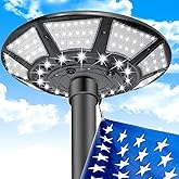 Solar Flag Pole Light 566 LED with DC Charge Port, 6000LM & 10000mAh Battery, Light Up to 20 Hours, Auto On/Off IP67 Waterproof fit 15 to 25 Ft Flag Poles, Dusk to Dawn