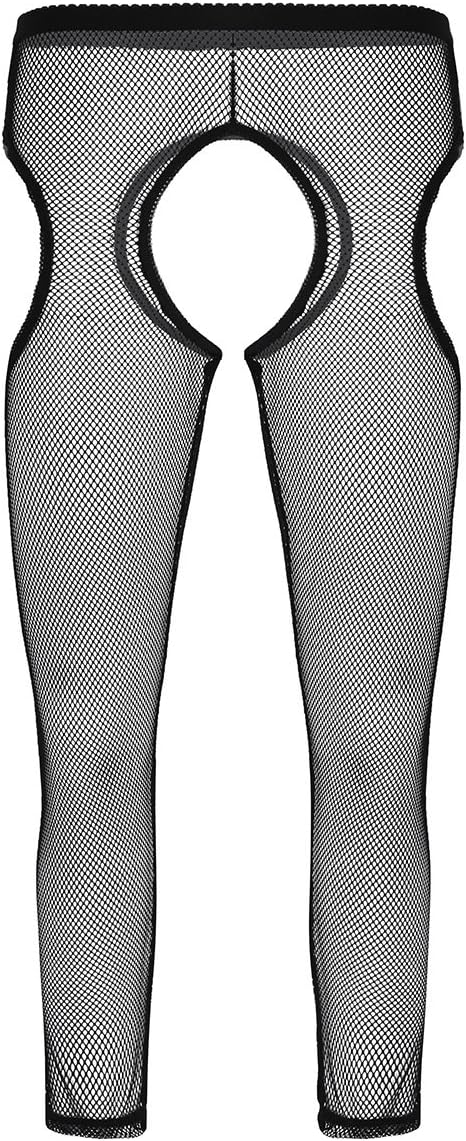 LEG AVENUE Damen Fischnetz-Oberschenkelstrümpfe Fußlos Mit Zehenschlaufe – Schwarz, Einheitsgröße