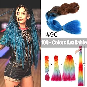 Amazon Com Jumbo Braids Ombre Colorful Synthetic Braiding Hair