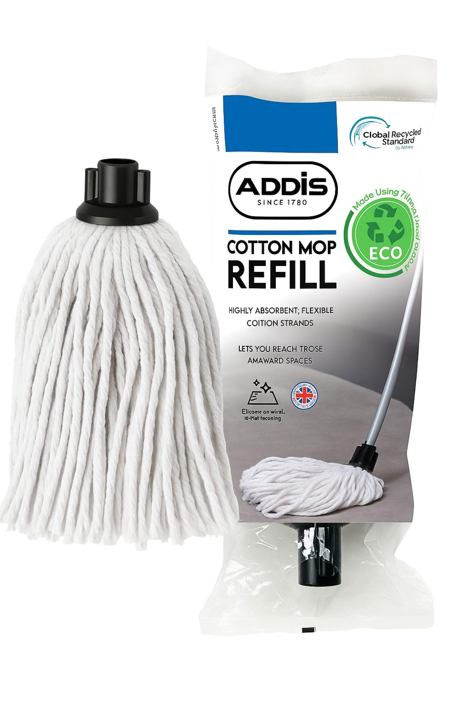 ADDIS Cotton Mop Refill, Graphite/ Metallic,White
