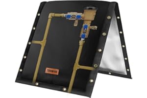 TOHONFOO 3-Way Opening Backflow Preventer Pipe Insulation Cover (5°F) - Irrigation Sprinkler Valve Cover - Water Well Pump Cover - Sturdy 5 Layers for Winter Freeze Protection (24" W x 24" H, Black)