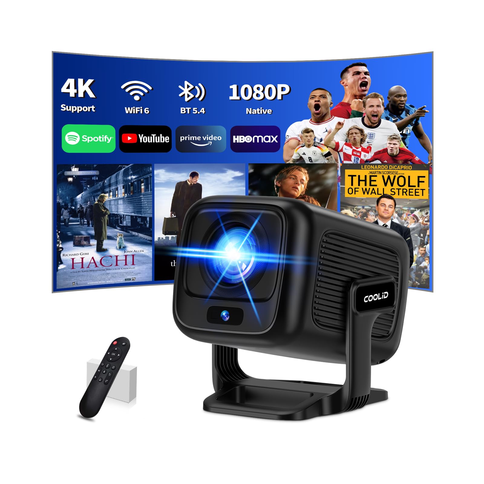 Photo 1 of [Built-in App] Mini Projector 1080P FHD 4K Support Projector with Mouse Portable Projector with WiFi and Bluetooth 180° Adjustable Auto Keystone Portable Projector 4K