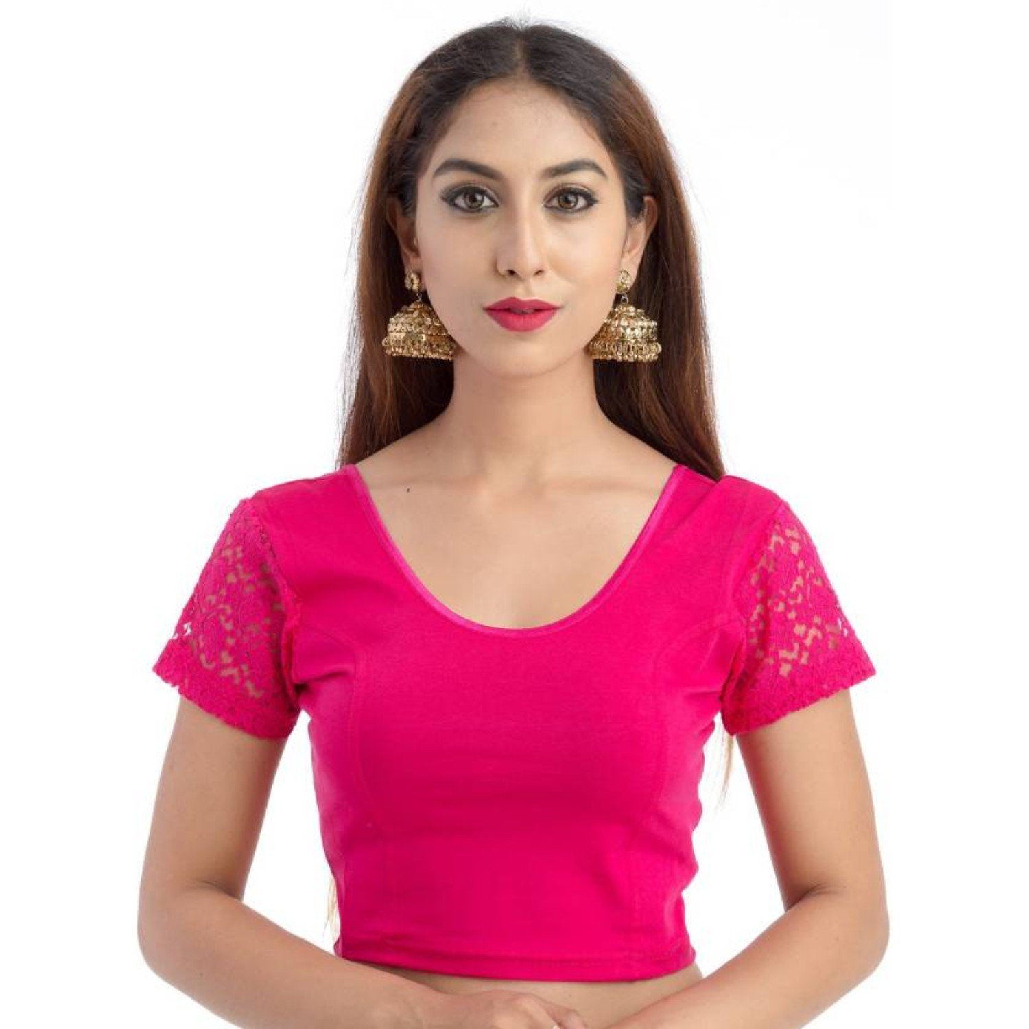 fressia fabrics women's stretchable readymade saree blouse crop top choli pack of 3