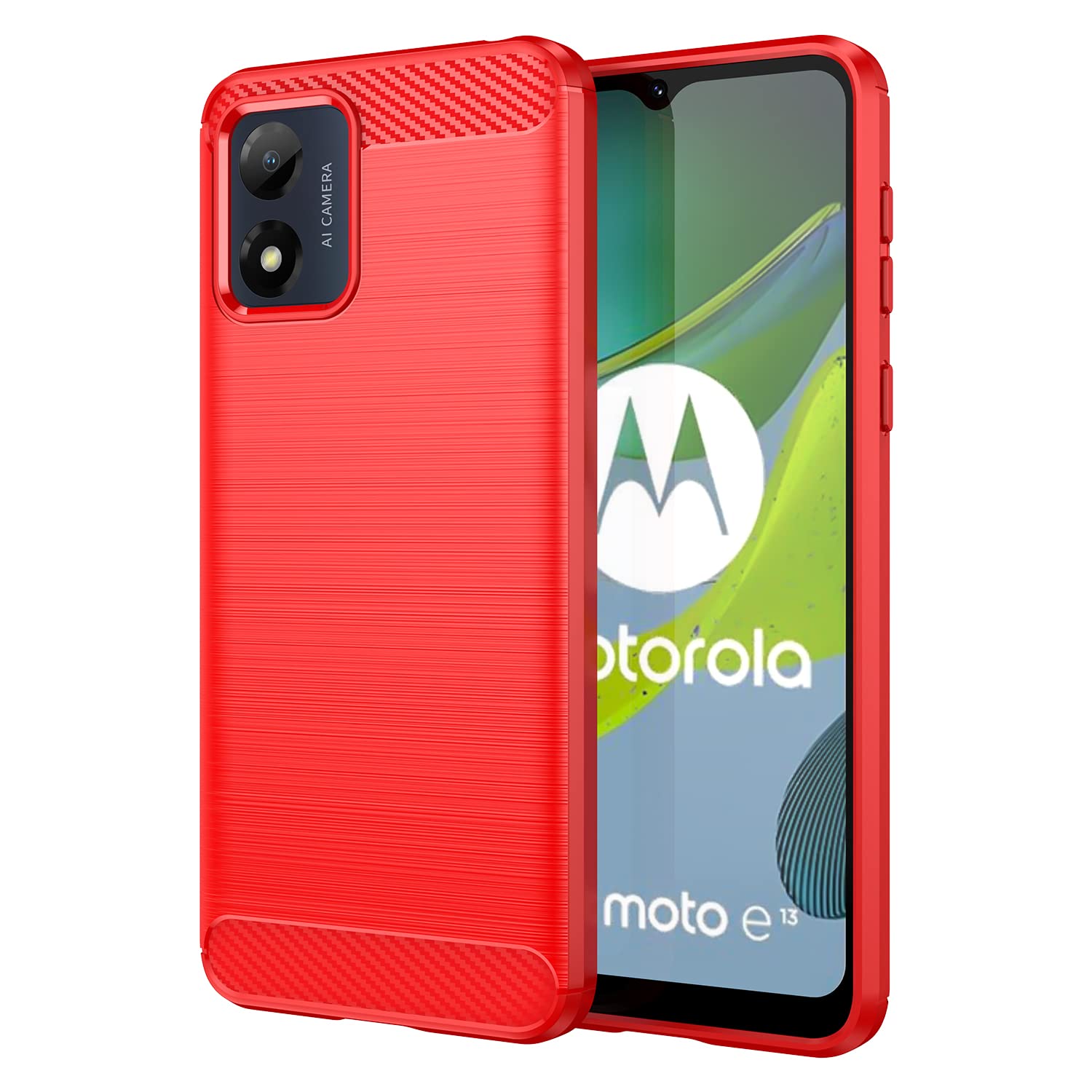 TINGYR Case for Motorola Moto E13, Ultra Slim Flexible TPU Shock Absorption, Anti-Scratch, Premium Flexible Rubber Cover, Cover for Motorola Moto E13 Smartphone.(Red)