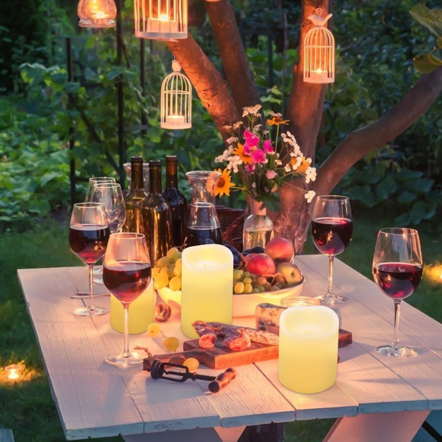 Nancia Flameless Candles Battery Operated Candles 4" 5" 6" Set of 3 Ivory Real Wax Pillar LED Candles with 10-Key Remote and Cycling 24 Hours Timer: Home & Kitchen