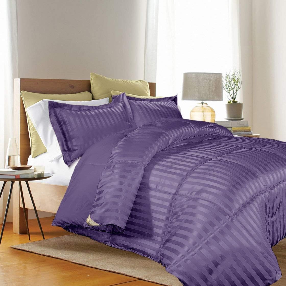 kathy ireland Home Essentials 3 Piece Reversible Down Alternative Comforter, King, Purple