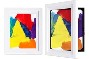 Dynamic Frames Li’l Davinci Front-Open 2-Pack Kids Art Frames, Wooden Frames for 8.5x11 Artwork, Prints & Certificates, Store up to 50 per Frame, 11.75 x 14.75 Outer Dimensions, White