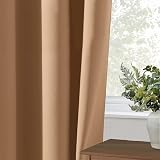 AMEHA Eyelet Blackout Curtains 66x90 Inch Beige 2 Panels Tiebacks view 9