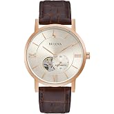 Bulova Men's Classic Dress 3-Hand 21- Jewel Automatic Watch, 42 Hour Reserve, Hack Feature, Sub-Second Hand, Open Aperture Dial, Exhibition Case Back, 42mm