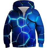 TUONROAD Boys Hoodies Sweatshirt Cool Pullover with Pockets Size 6-14 Years | Full zipper, 3D graphic prints, kangaroo pocket, polyester spandex, school and casual layering,Size 6-14