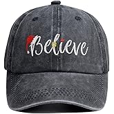 HHNLB Merry Christmas Santa for Men Women, Adjustable Wash Believe Baseball Cap for New Year Festive Party Supplies