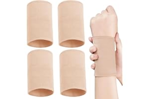 SHEHARUHI 2 Pairs Wrist Wraps Men & Women Beige Sport Compression Wrist Brace Wrist Sleeve Elastic Wrist Widget Bands Supports Carpal Tunnel Tattoo Cover Up(Small)