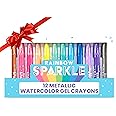 OOLY Rainbow Sparkle Metallic Watercolor Gel Crayons, Set of 12,Glitter Gel Markers for Kids and Toddlers, Colorful Twistable Crayons for School, Drawing [Metallic Gen 2]