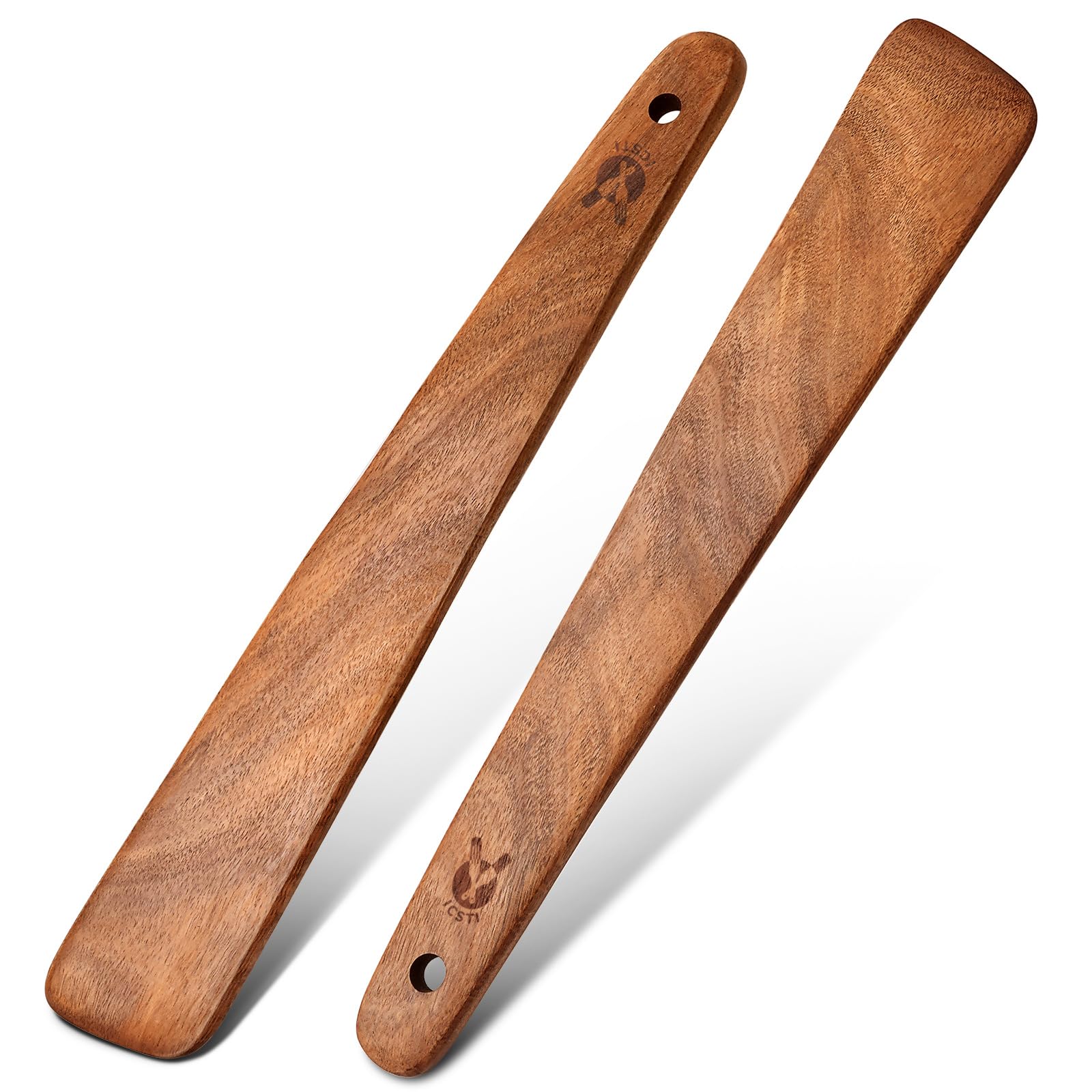 Photo 1 of 12 inch Teak Wooden Spatula for Cooking, Small Wood Flipper, Egg Scraper, Flat Wood Turner, Multipurpose Wooden Cooking Utensils, Spatulas Spoons Perfect for Flipping, Scraping & Turning, Set of 2