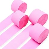 PartyWoo Light Pink Crepe Paper 4pcs 328 FT Light Pink Streamers | Wedding Birthday &amp; Baby Shower Graduation Bridal Shower Anniversary Engagement Retirement Party Decorations