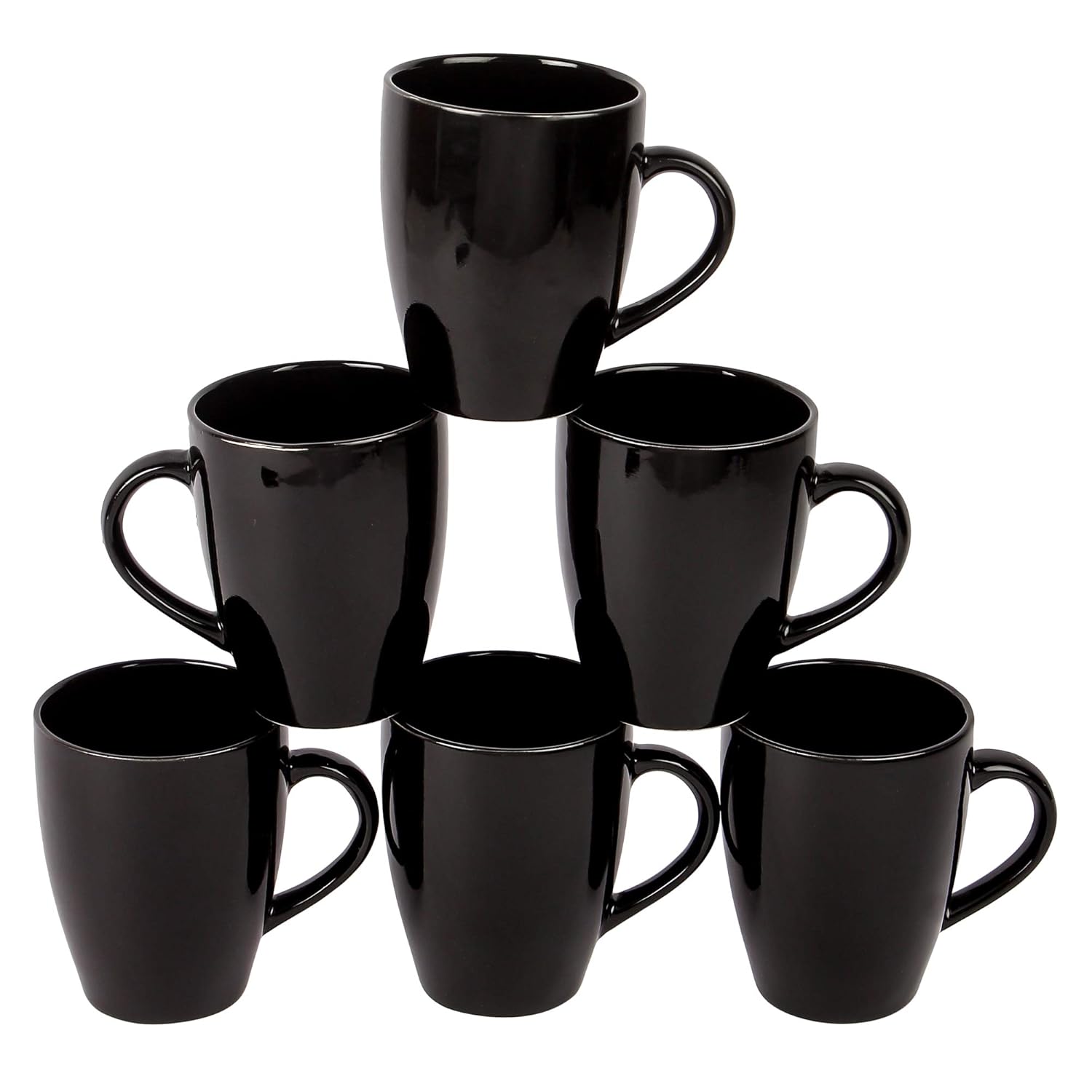 Buy B37 Ceramic Coffee Mug 6 Pieces, Black, 250 ml