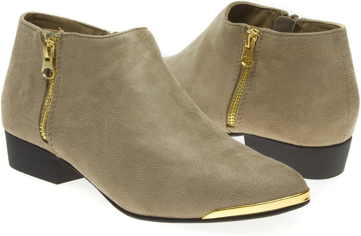 taupe flat ankle boots