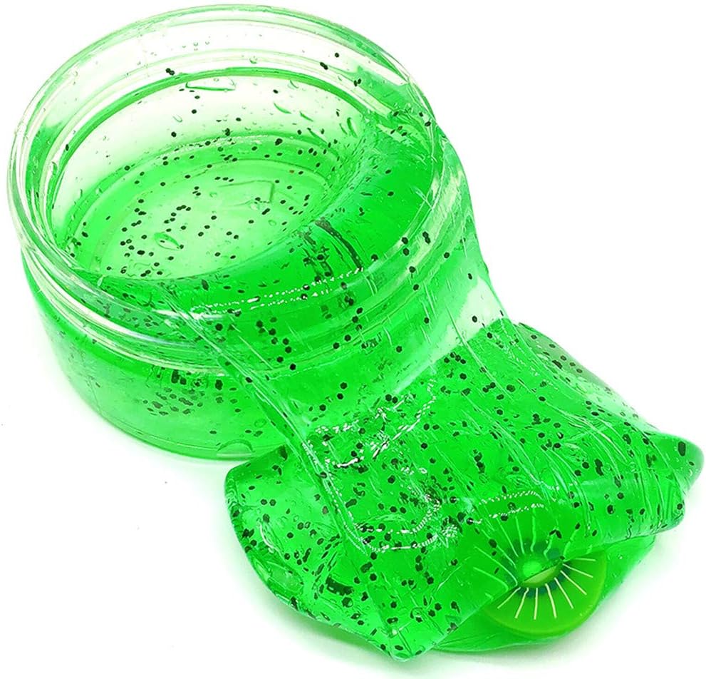Gbell Fruits Slime Kiwi Squishies Fluffy Slime ,60ML Honeybee Clear Crystal Slime Putty Scented Stress Kids Adults Clay Toy ( Kiwi 80ML)