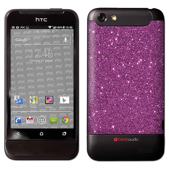 atFolix Skin kompatibel mit HTC One V, Designfolie Sticker (FX-Glitter-Rich-Lilac), Reflektierende Glitzerfolie