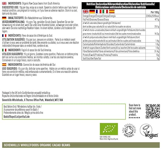 Sevenhills Wholefoods Granos De Cacao Crudos Orgánico 1kg: Amazon ...