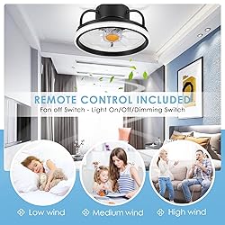 Asyko 13 Inch Small Flush Mount Ceiling Fans with