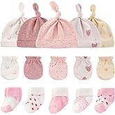 Ruliby Baby Hats Mittens and Socks Set Cotton Newborn Hat Beanie Soft Infant Girls Boys Caps Gloves 0-6 month